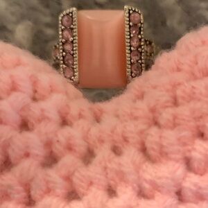 Soft pink and silver ring